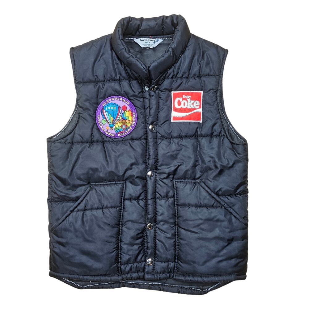 SWINGSTER Puffer Vest Men's S VTG 80's USA Promotional Coca Cola Balloon Fiesta